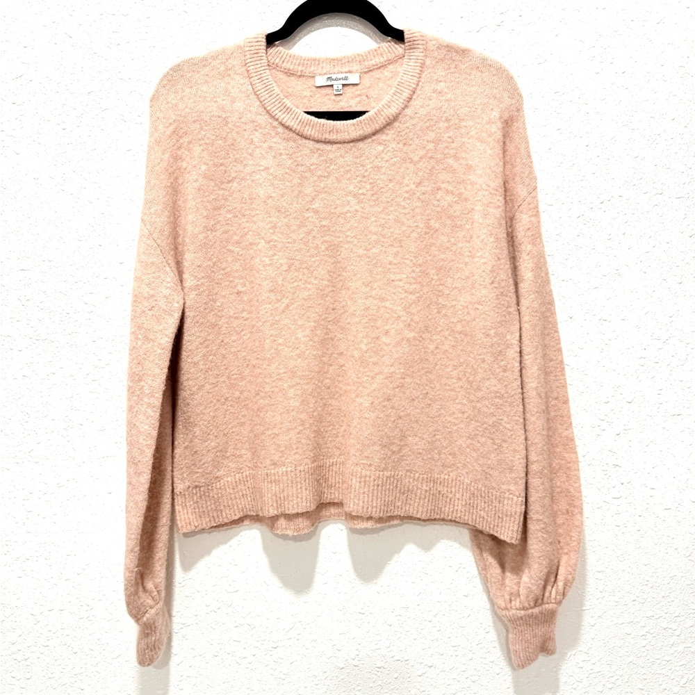 Madewell pink Alpaca Wool Cozy Blend Gladwell Balloon-Sleeve Pullover Sweater S